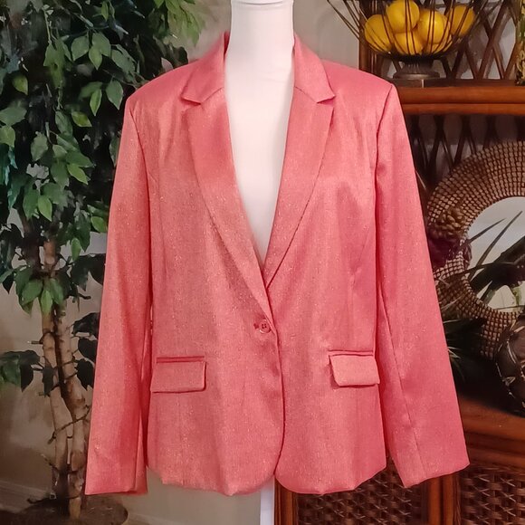 NEW! Liz Claiborne "Kate" Shine Blazer in Metallic Frozen Berry Size 18 Petite - Picture 4 of 10